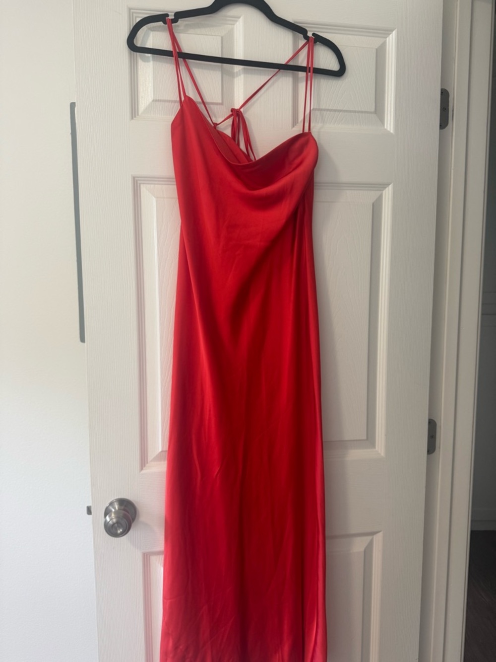Old Navy Red Satin Maxi Slip Dress with Cowl Neck